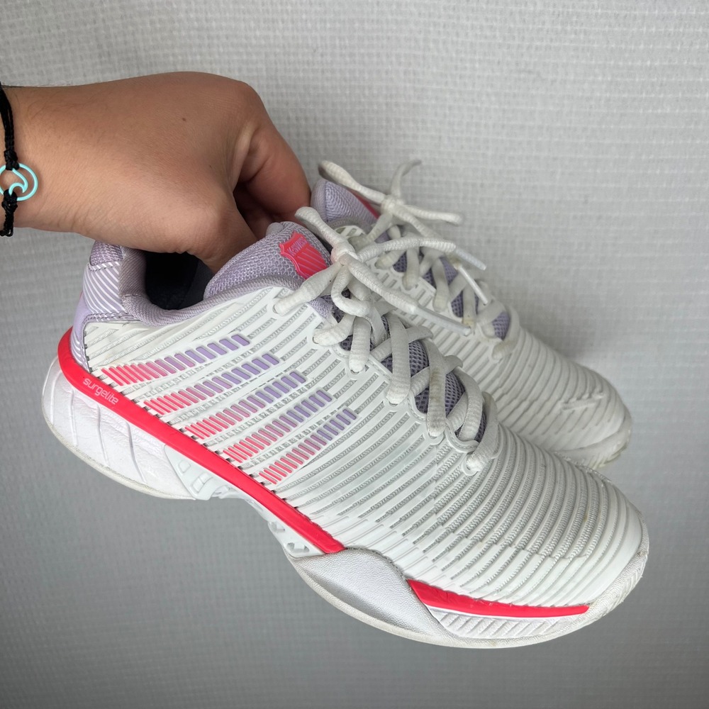 K-Swiss Hypercourt Express 2 Womens Tennis Shoes White Pink 96613-182-M Size 6